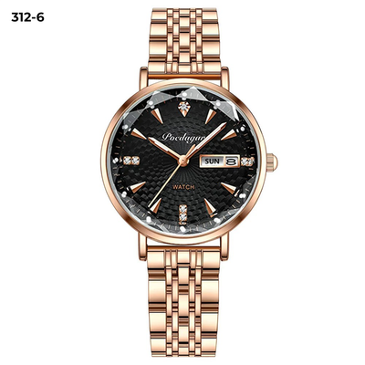 3013-6 POEDAGAR METAL CALENDARIO DAMA - Oro Rosa Negro-6