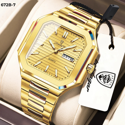 672-7 POEDAGAR METAL CALENDARIO HOMBRE - Dorado Dorado-7