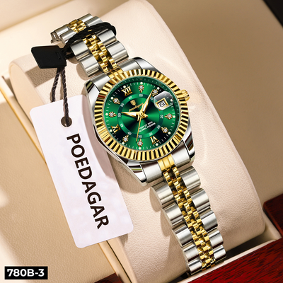 780-3 POEDAGAR METAL CALENDARIO DAMA - Bicolor Verde-3