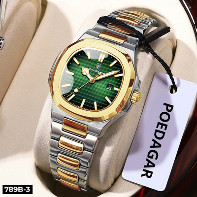 789-3 POEDAGAR METAL CALENDARIO DAMA - Bicolor Verde-3