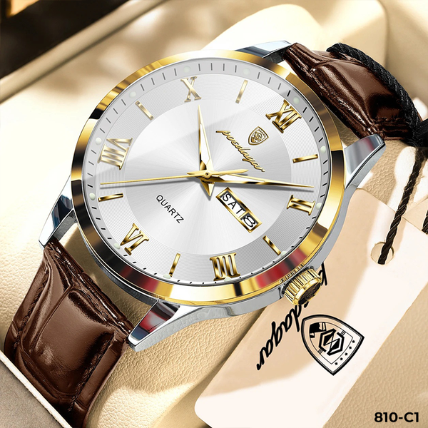 810-C1 POEDAGAR CRISTAL DIAMANTE CRONOGRAFO CUERO HOMBRE