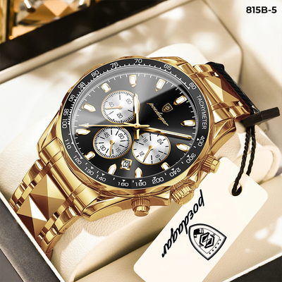 815-5 POEDAGAR METAL CRONOGRAFO HOMBRE - Dorado Negro-5