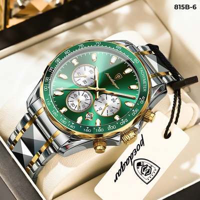 815-6 POEDAGAR METAL CRONOGRAFO HOMBRE - Bicolor Verde-6