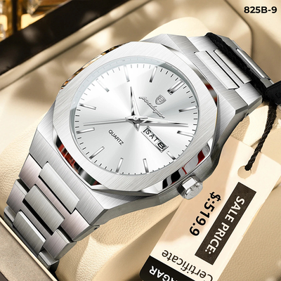 825-9 POEDAGAR METAL CALENDARIO HOMBRE - Plata Plata-9