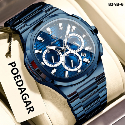 834-6 POEDAGAR METAL CRONOGRAFO HOMBRE - Azul Azul-6