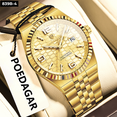 839-4 POEDAGAR METAL CALENDARIO HOMBRE - Dorado Dorado-4