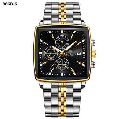 866-6 POEDAGAR METAL CRONOGRAFO HOMBRE - Bicolor Negro-6
