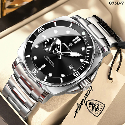 873-7 POEDAGAR METAL CALENDARIO HOMBRE - Plata Negro-7