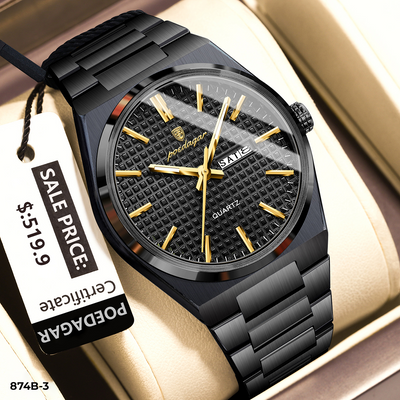 874-3 POEDAGAR METAL CALENDARIO HOMBRE - Negro Negro-3