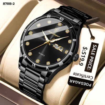 878-2 POEDAGAR METAL CALENDARIO HOMBRE - Negro Negro-2
