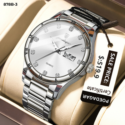 878-3 POEDAGAR METAL CALENDARIO HOMBRE - Plata Plata-3