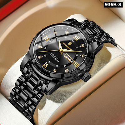 936-3 POEDAGAR METAL CALENDARIO HOMBRE - Negro Negro-3