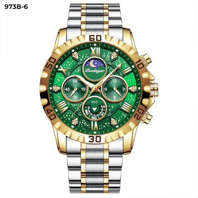 973-6 POEDAGAR METAL CRONOGRAFO HOMBRE - Bicolor Verde-6