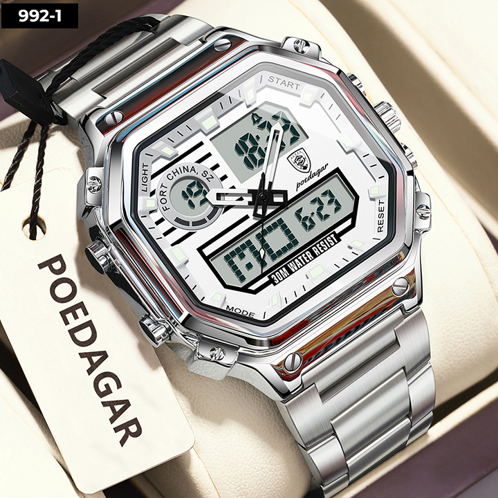 993-1 POEDAGAR DOBLE HORA METALICO HOMBRE