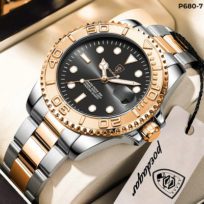 680-5 POEDAGAR METAL CALENDARIO HOMBRE - Bicolor Negro-7